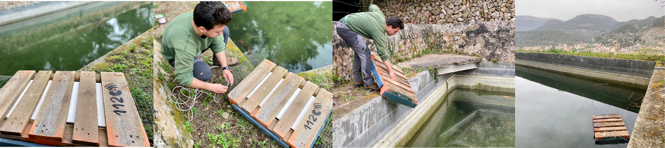 Instal·lació de les plataformes salvaocells al safareig de l'Hort de Son Trias